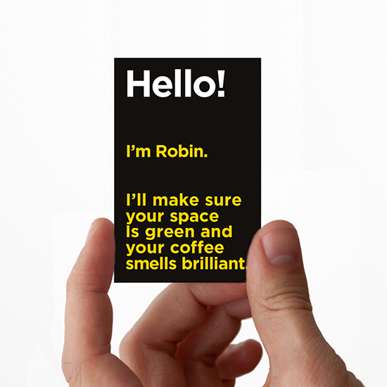 Vantage Coffee mobile advert with “Hello” sustainability message