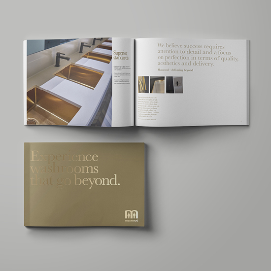 Maxwood brand brochure with material samples and photography