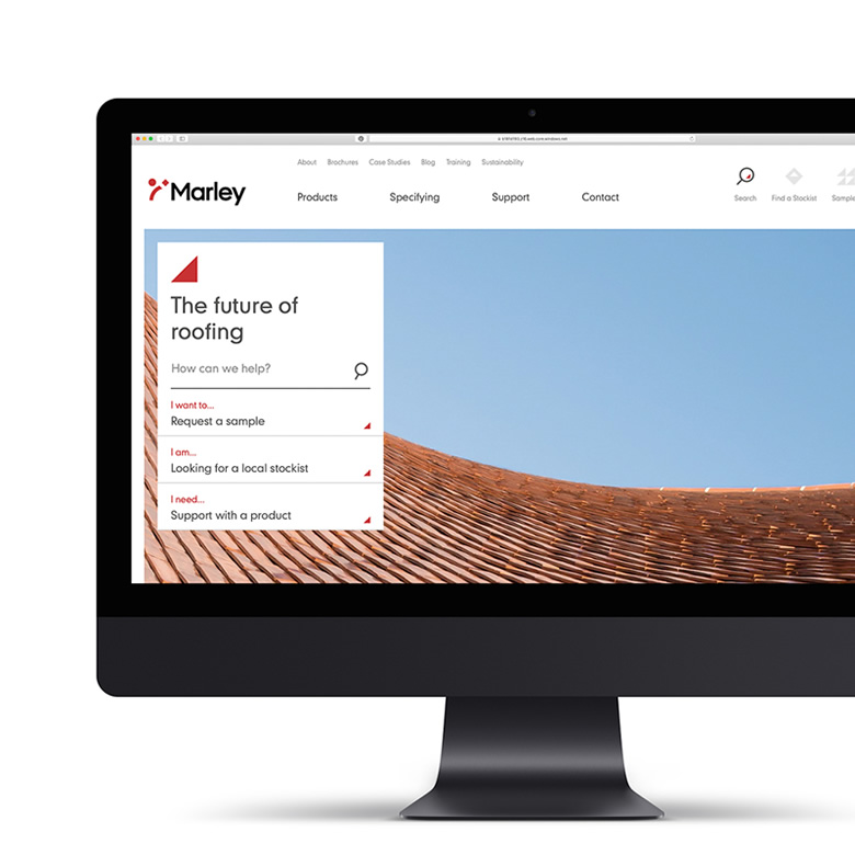 Marley website displayed on a desktop computer