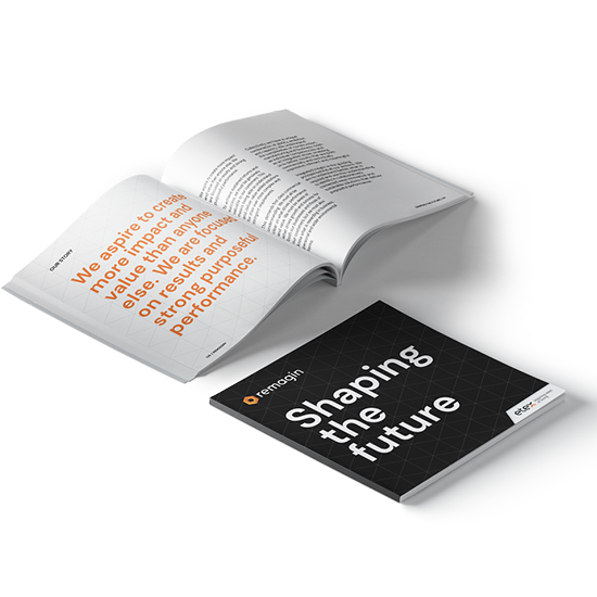Remagin printed brochures with “Shaping the future” message
