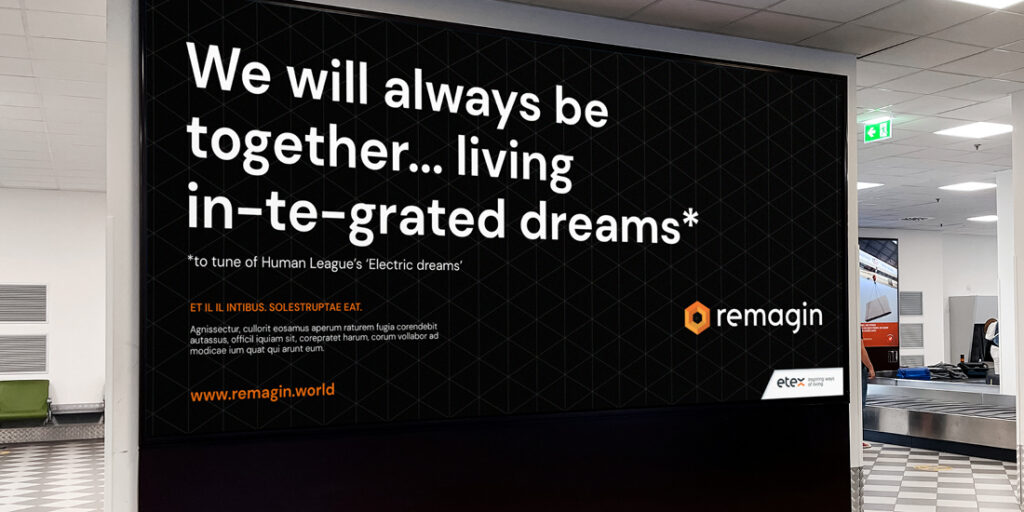 Remagin office wall graphic with brand purpose statement