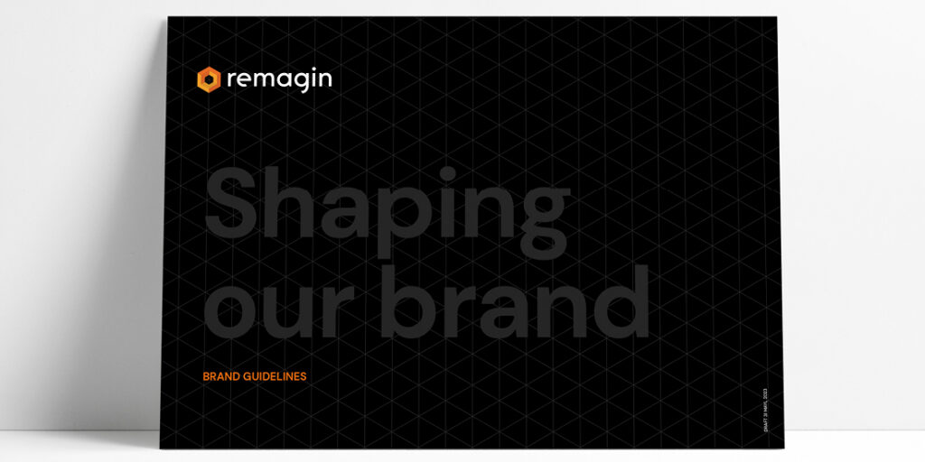Remagin brand guidelines booklet titled “Shaping our brand”